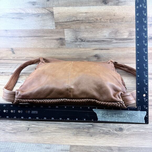 Hobo Crossbody Bag Brown Woven Leather Detachable Shoulder Strap Made In… - Picture 7 of 8